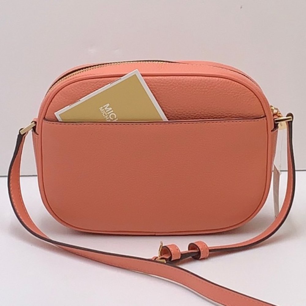 MICHAEL KORS Jet Set Medium Embossed Pebbled Leather Crossbody Bag Sherbert - Picture 3 of 16